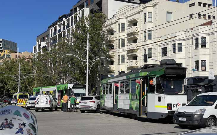 Car derails Yarra Trams Class Z3 157